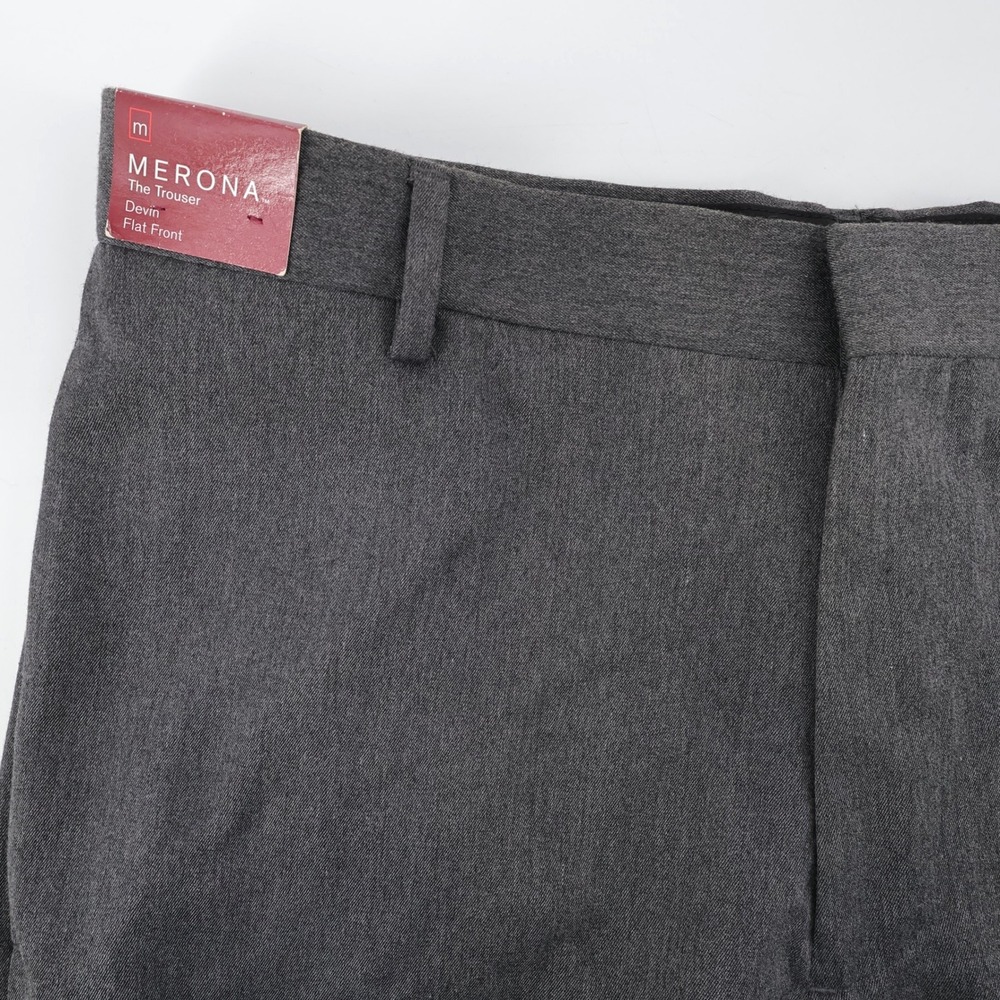 NEW Merona Devin Flat Front Dress Pants Charcoal Grey Mens 34x30